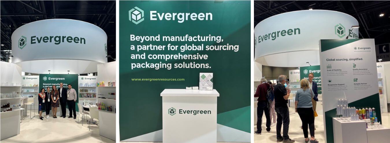 Evergreen's stand at PACK EXPO 2022, talking to customers and convention visitors.