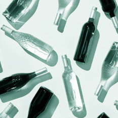 Beer, wine, and spirit bottles for a variety of alcoholic beverage brands