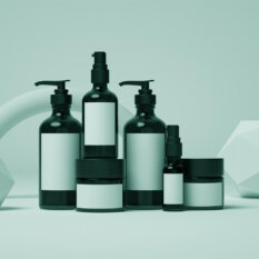 Personal care bottles, including soap, cream, and essential oils