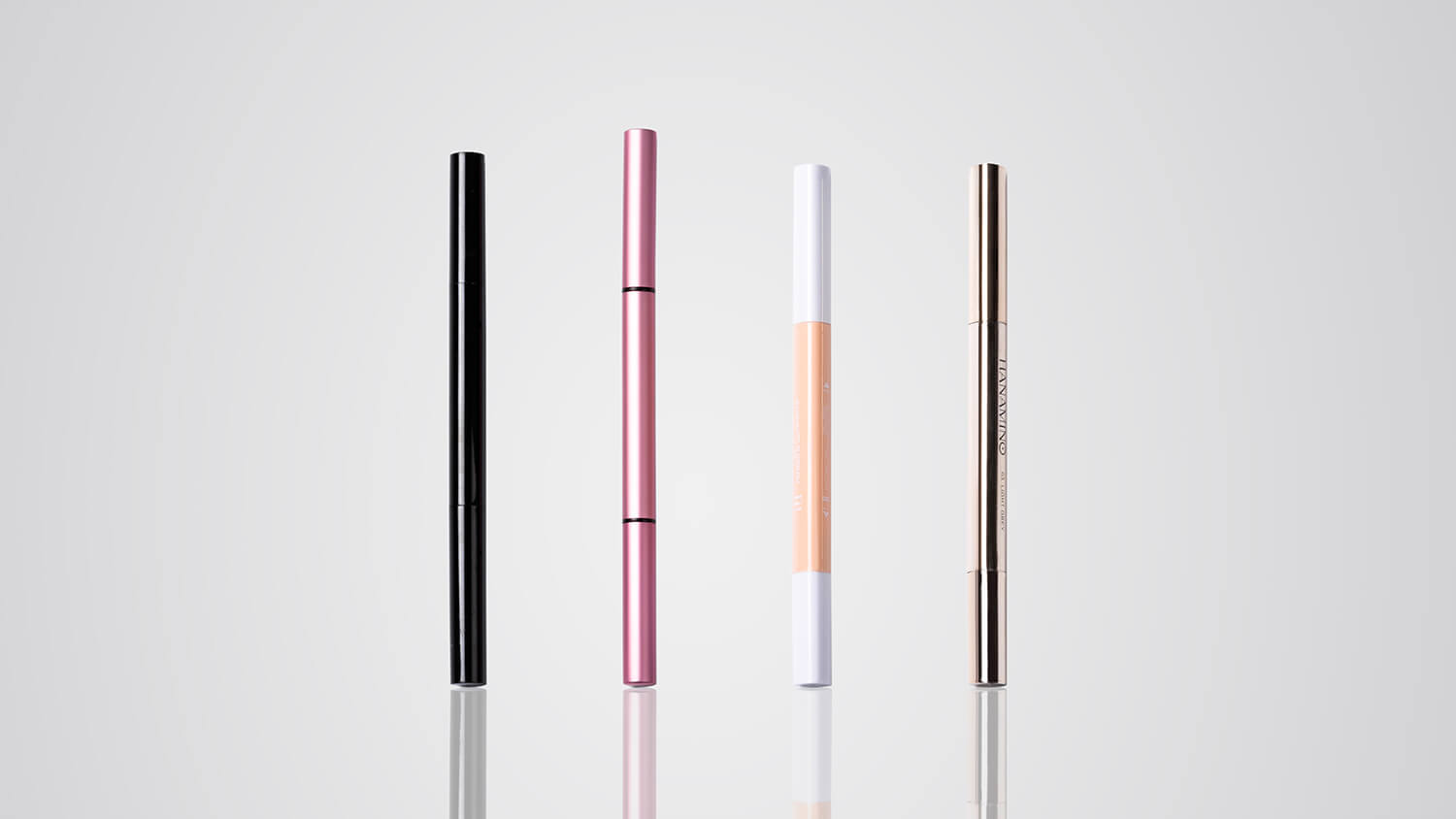 Colorful cosmetic pens in pink, orange, and metallic finishes for enhanced branding.