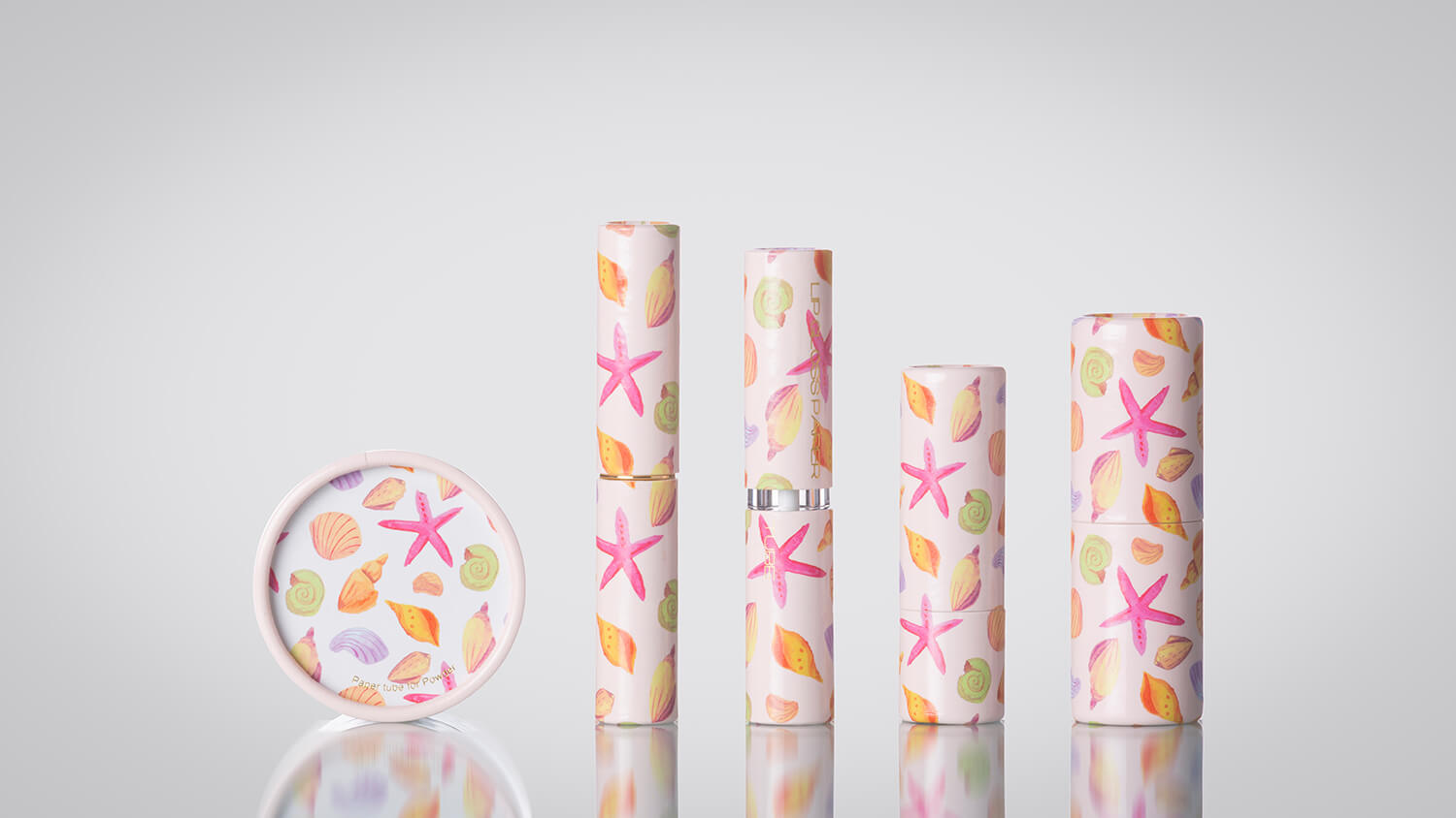 Coordinated paper tube collections for eco-friendly beauty packaging.