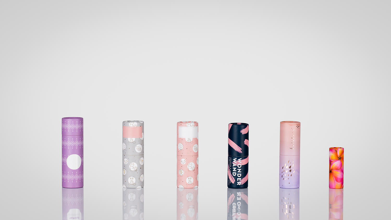 Sustainable paper tubes designed for lipsticks and cosmetic use.