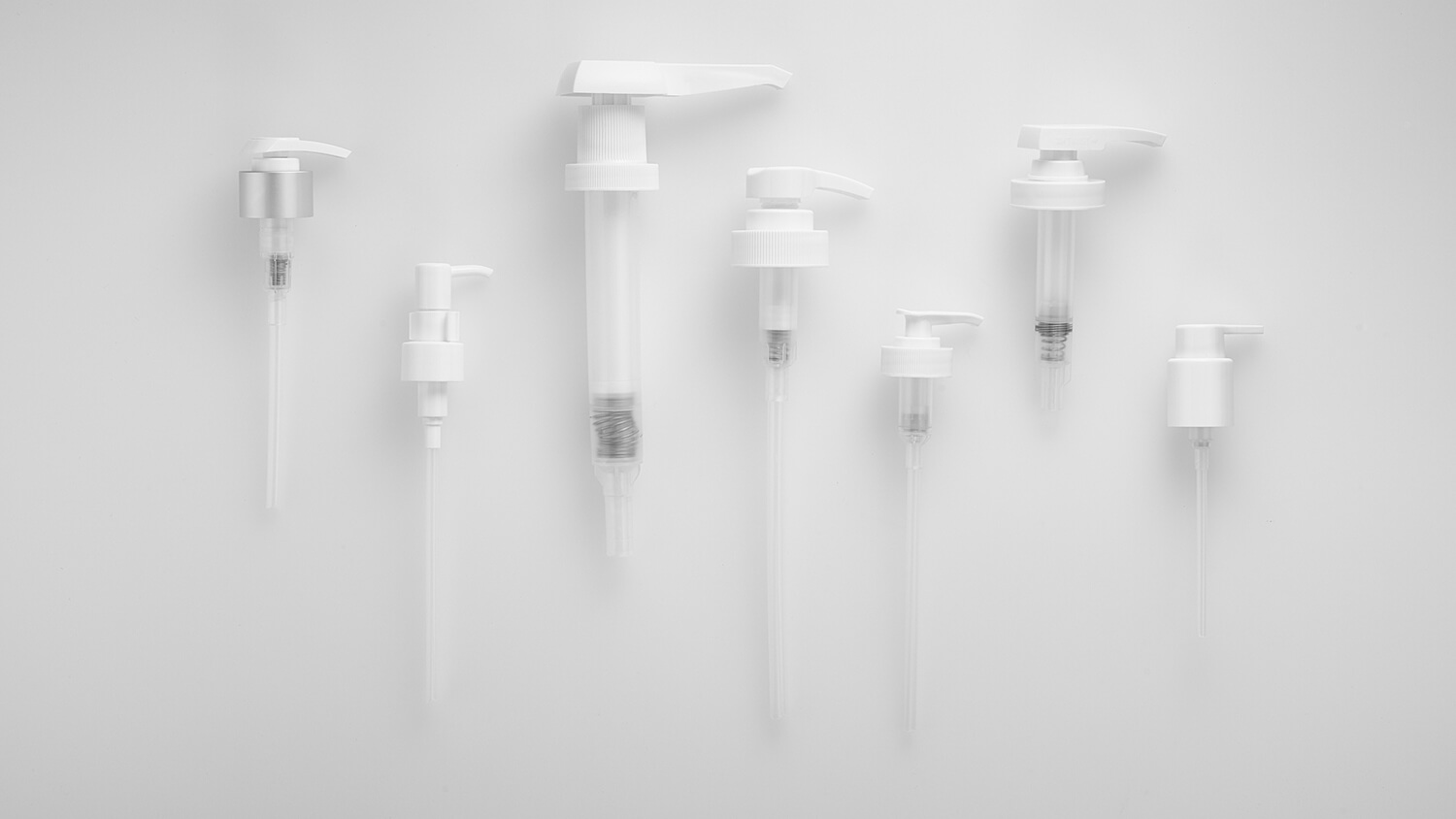 Lotion pumps available in multiple sizes to fit different bottle types.