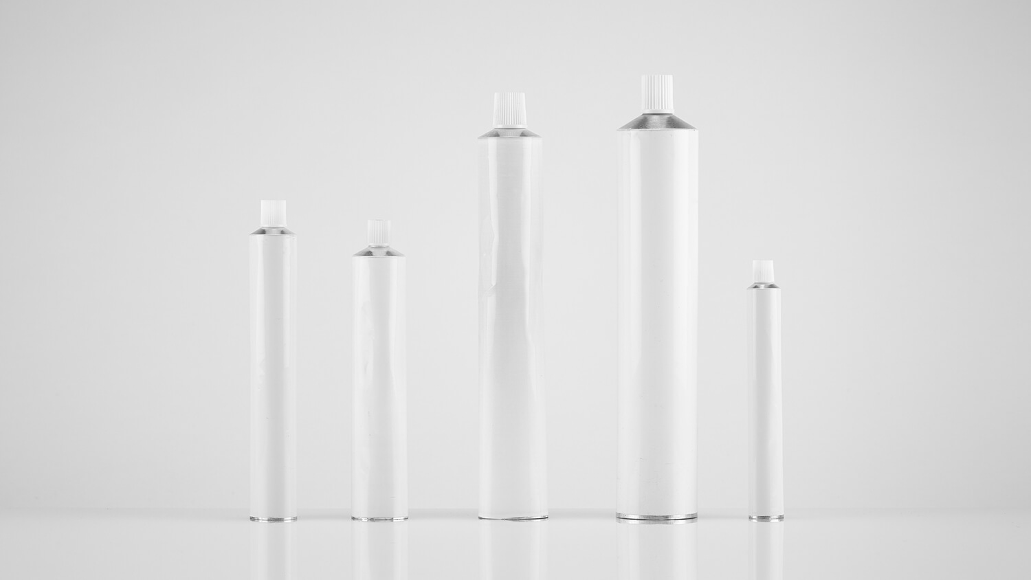 Medical-grade aluminum tubes in multiple sizes for healthcare applications.