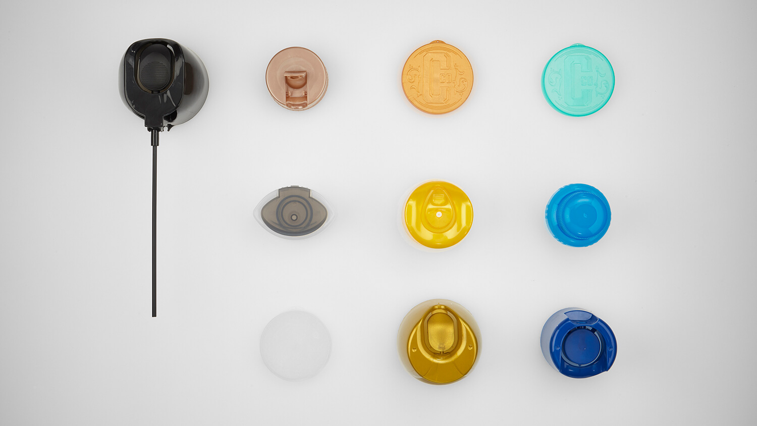 Closures designed for liquids and fine mists, compatible with multiple sprayer formats.
