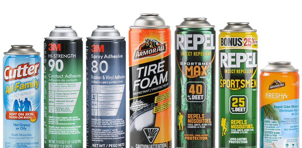 Evergreen-Resources-Printed-Aerosol-Cans-Mobile Steel aerosol cans with branding and labeling by Evergreen Resources.