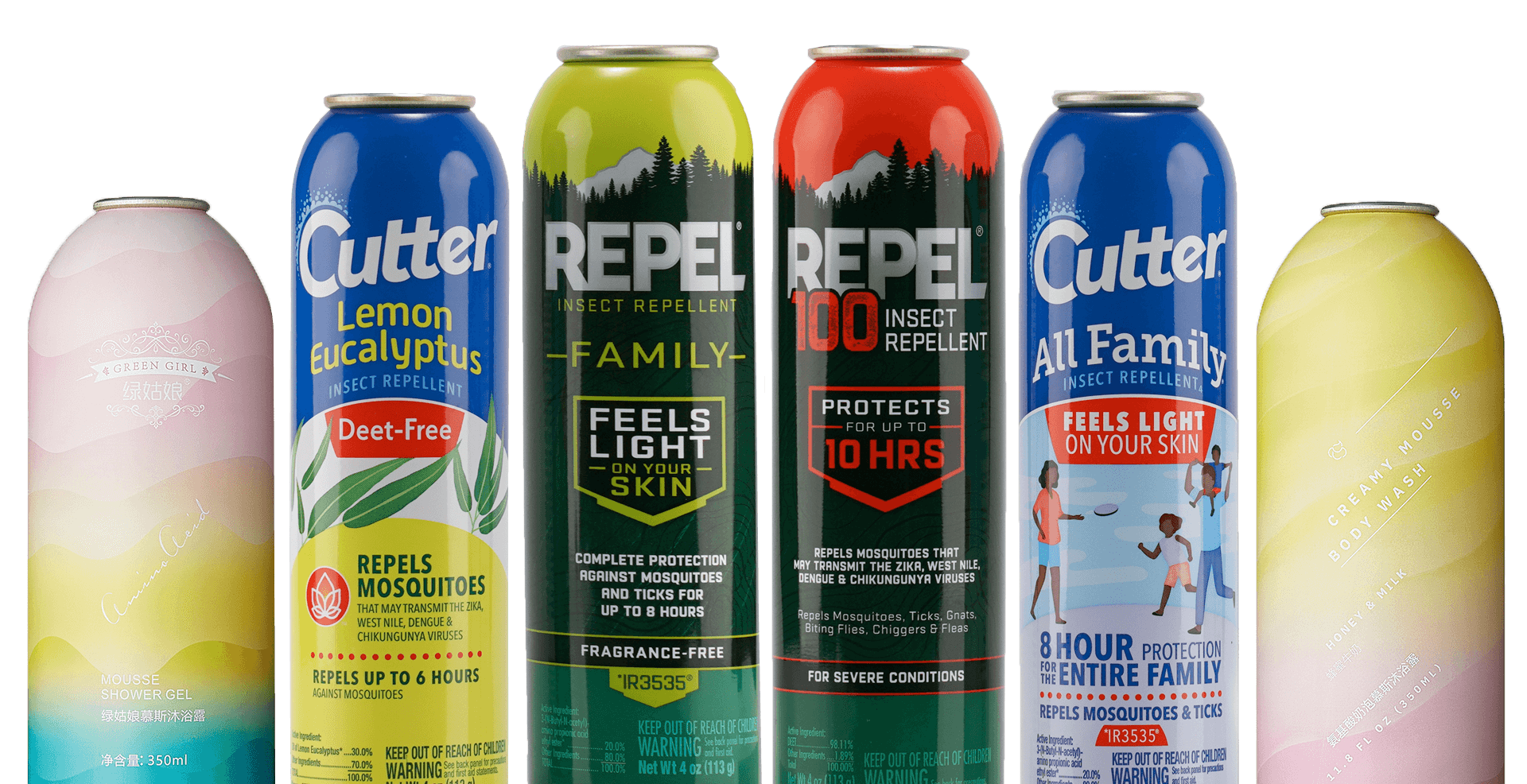 Steel aerosol cans with branding and labeling by Evergreen Resources.