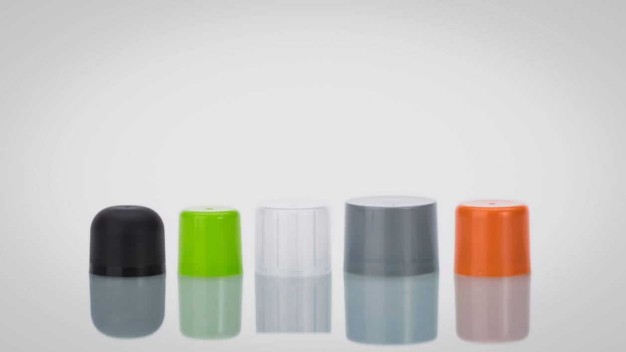 Aerosol overcaps in multiple colors and sizes for secure sealing and protection.