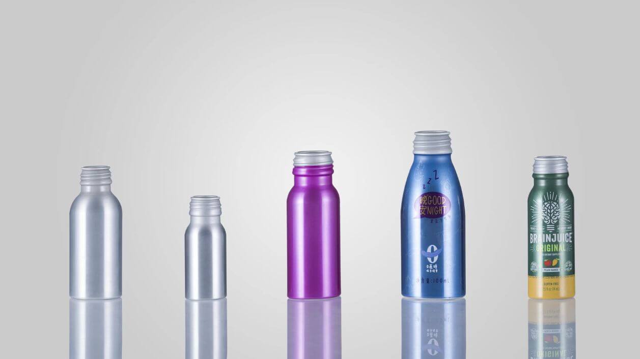 Aluminum bottles with full-wrap custom designs and sharp registration.