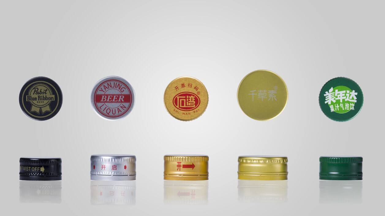 Aluminum caps with advanced multicolor printing and precise threading.