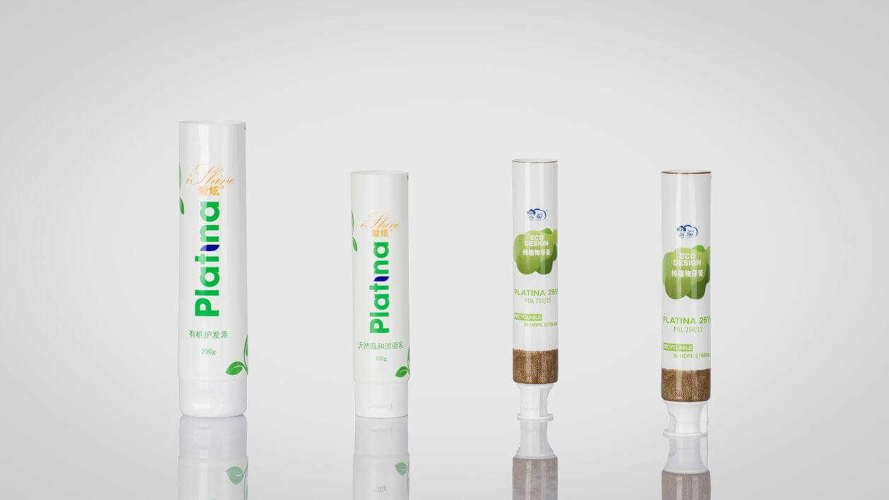 Plastic tubes with branded decorations and unique shapes for product differentiation.
