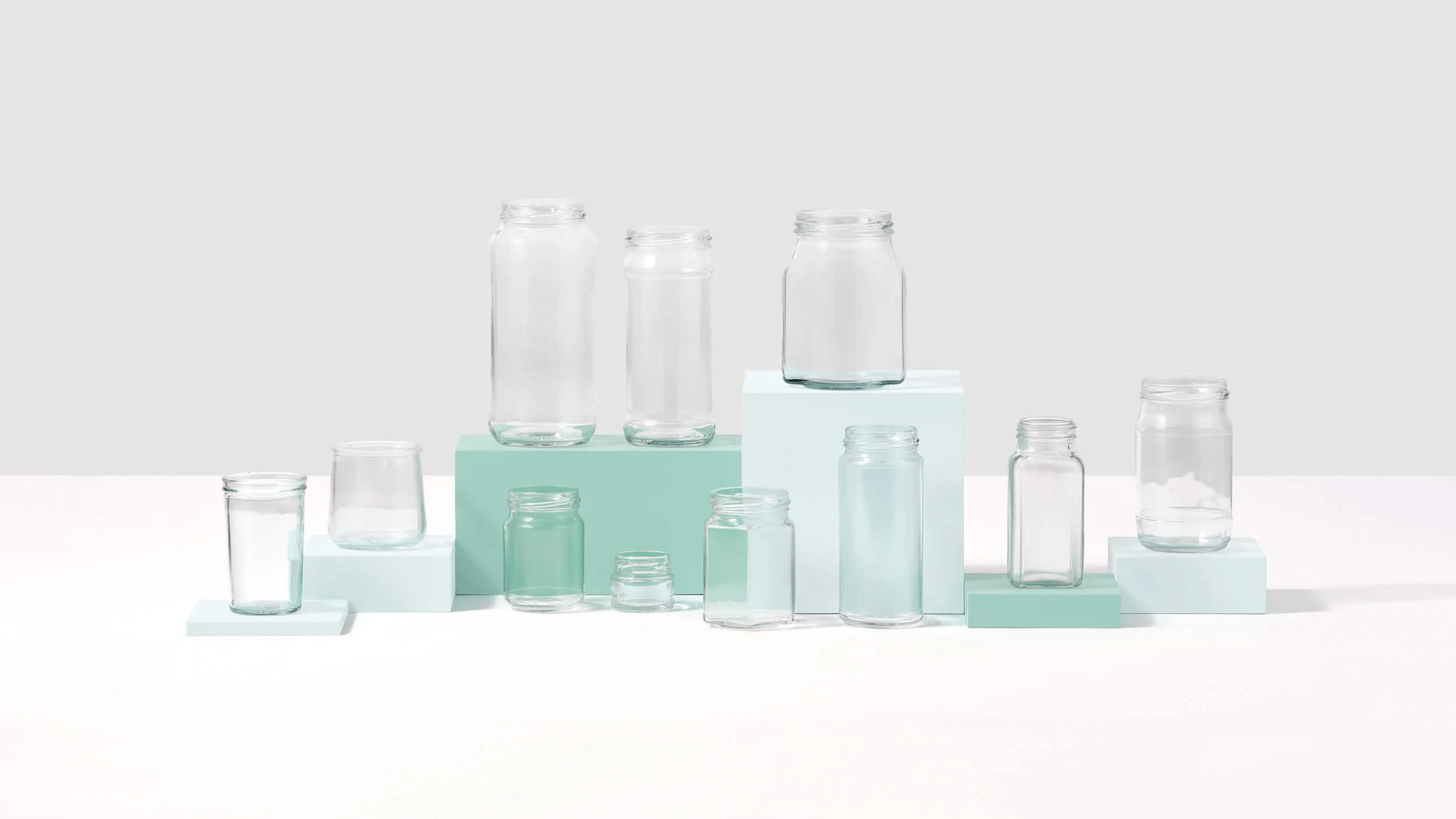 Evergreen-Resources-Food-Jars Food jar display by Evergreen Resources, different sizes and molds.