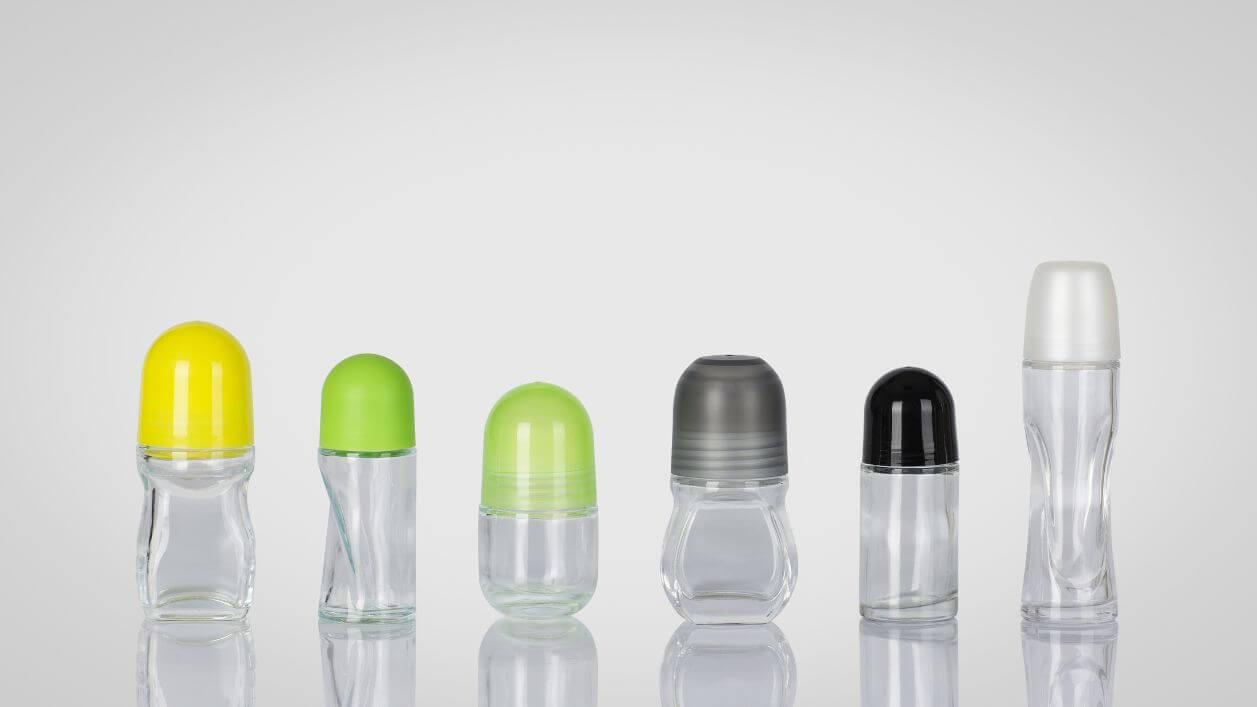 Roll-on cosmetic bottles available in multiple molds.