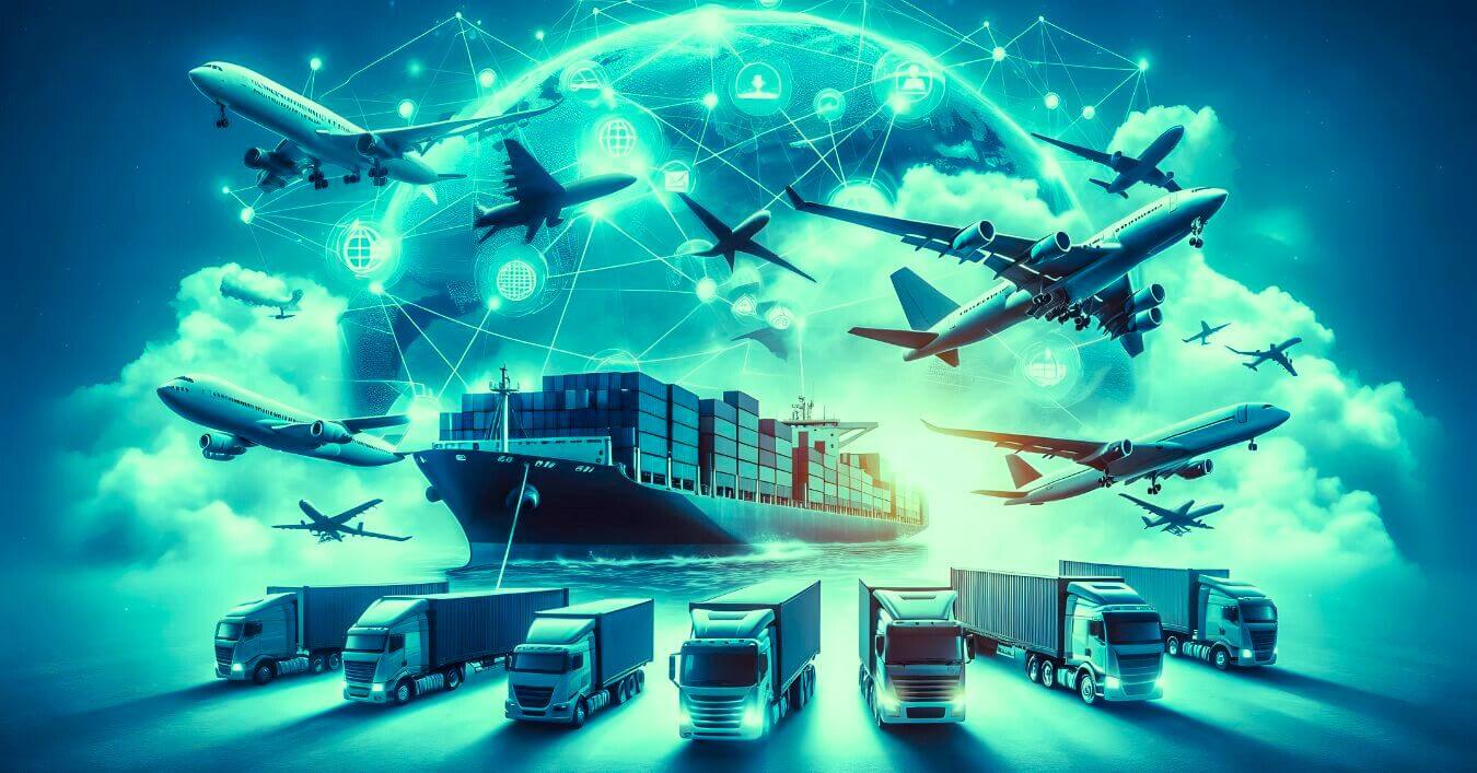 Supply crates, trucks, planes, and ships, all of which are used for supply chain procurement.