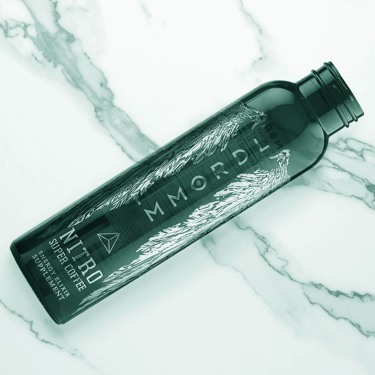 Nitro coffee bottle branded with decal decoration options.