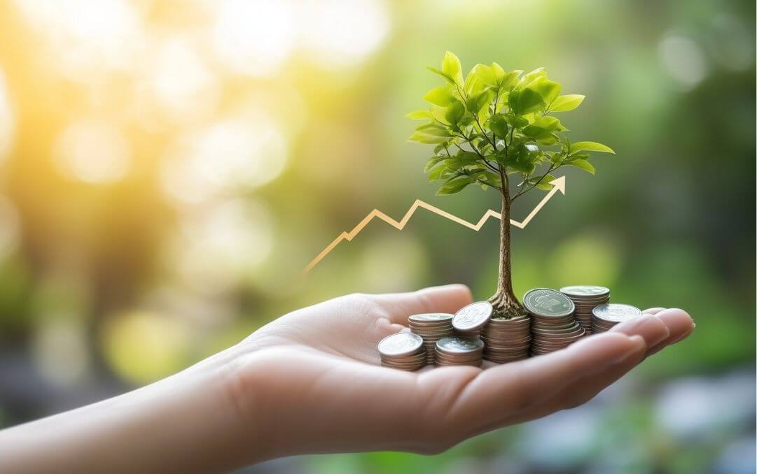 Climate-Related-Financial-Disclosures Climate related financial disclosures representation with trees and money in a hand.