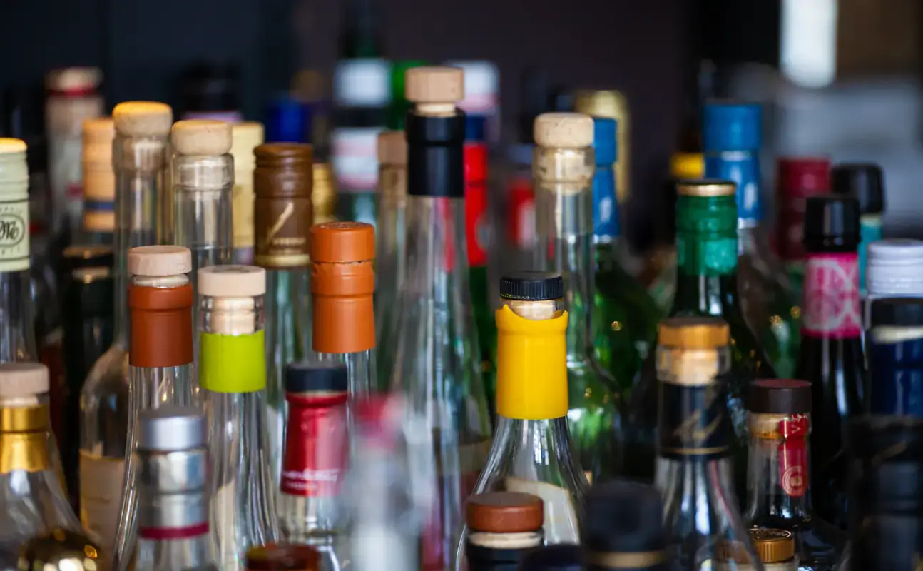 Cork and Bar-Top finishes on bottles.
