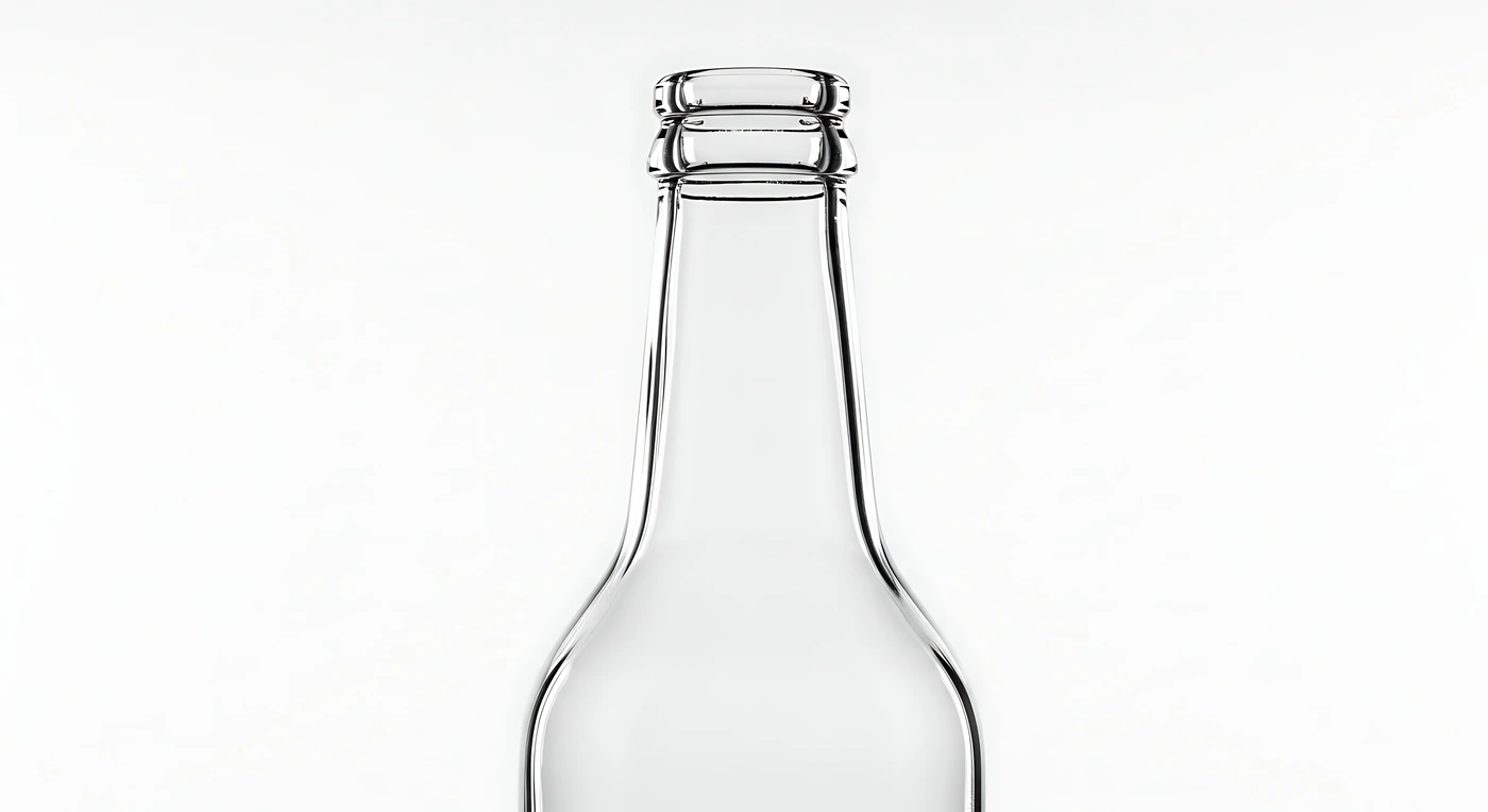 Glass bottle showing different neck types.