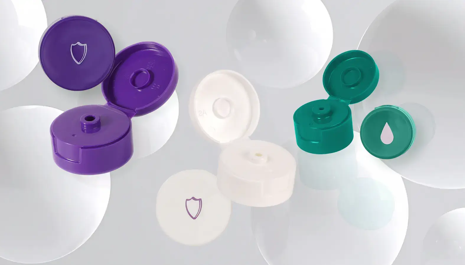 Pad printed decorated caps by Evergreen, with high-quality icons on caps.