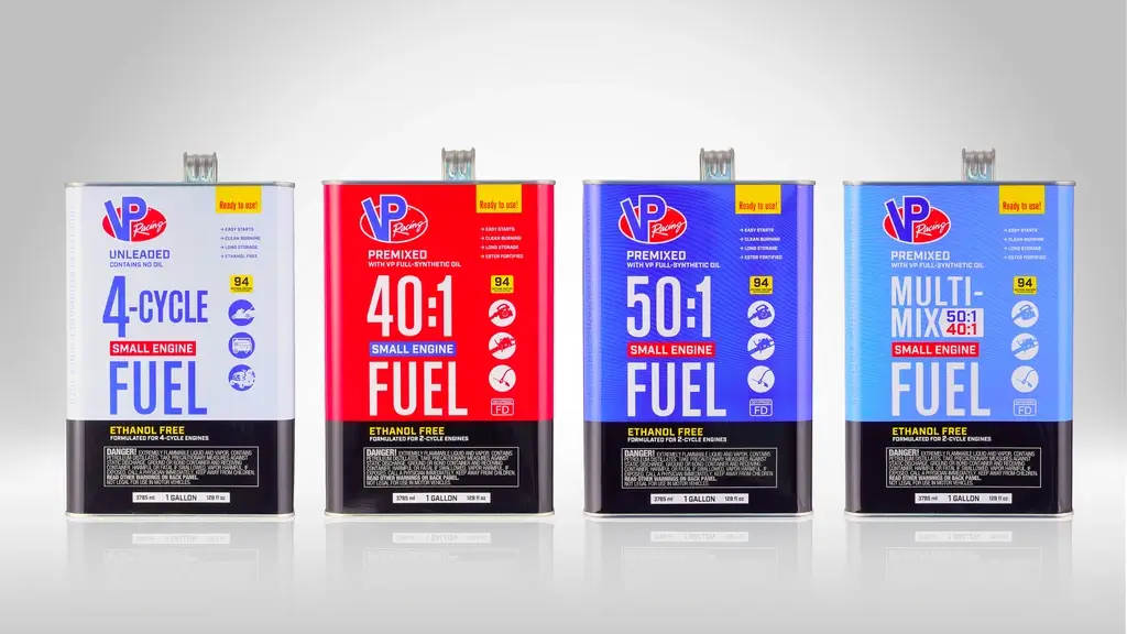 VP Racing Chemical Cans for fuel products. With decorations and branding.