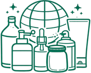 Global-Packaging-Products Graphic of packaging products in front of globe.