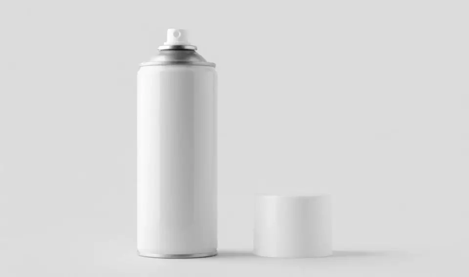 White aerosol can with cap.