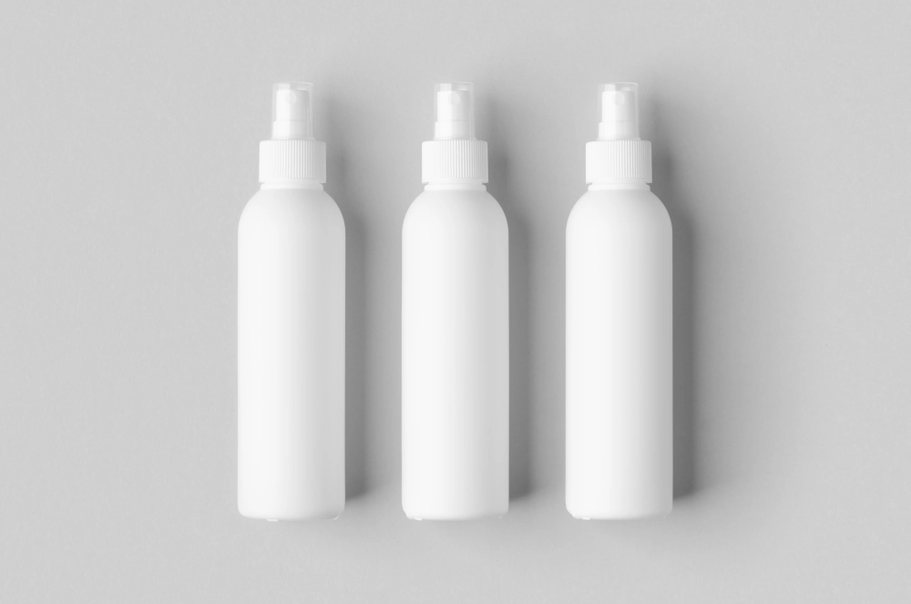 White fine mist sprayers on display.