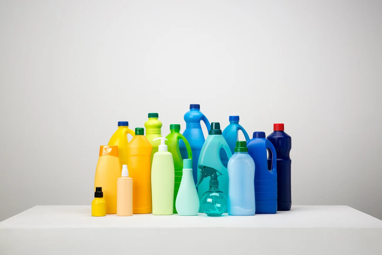Sprayers, tubes, and other plastic bottles.