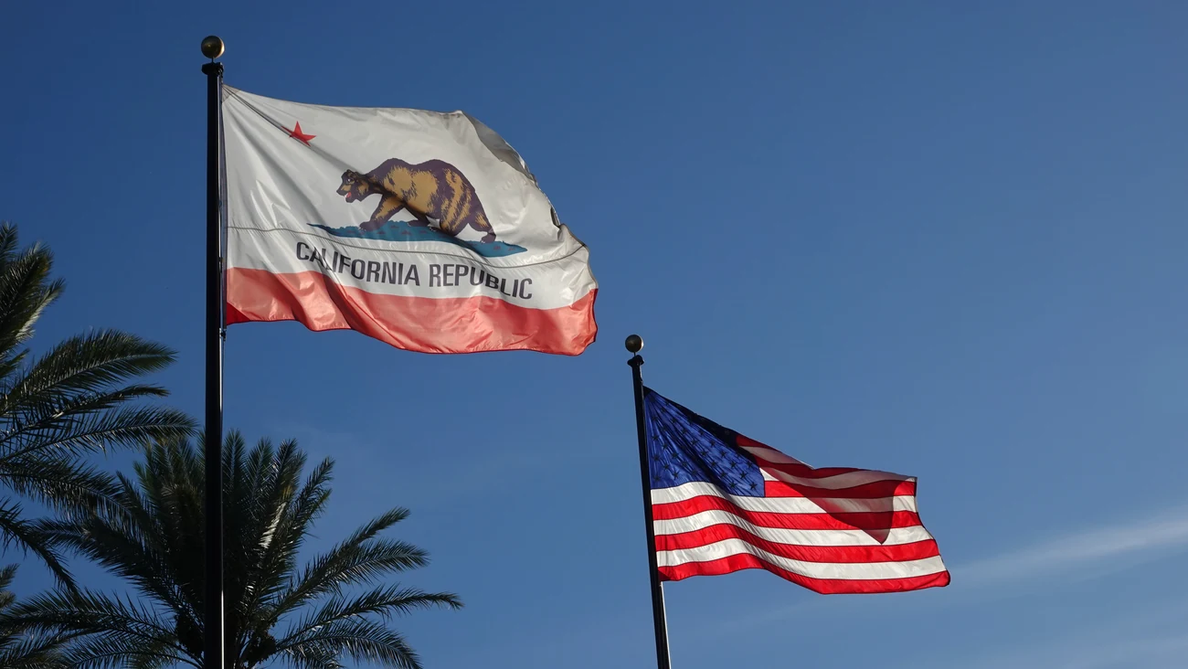 California flag next to us flag.