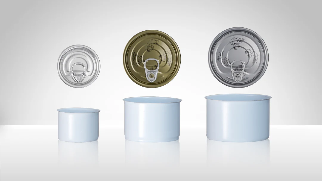 2 piece metal food-grade cans with metal lids.