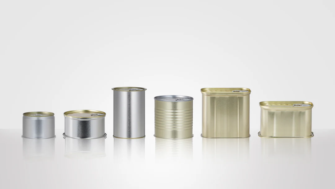 3-piece metal food-grade cans with a lid and a bottom.